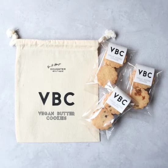 ヴィーガンバタークッキー　巾着袋入り　　3種アソートセット（バニラ・チョコチップ・フィグ）